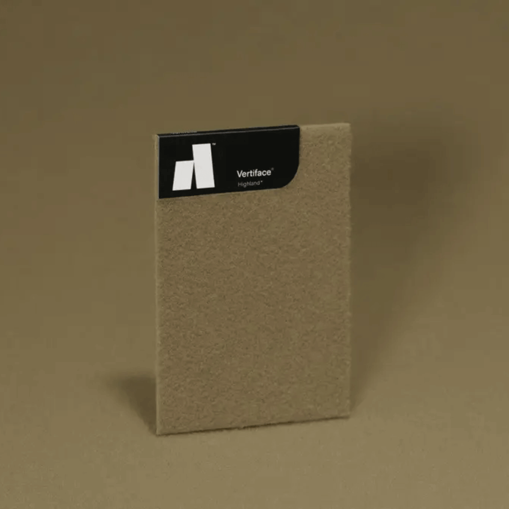 Vertiface Highpanel acoustic sample in a neutral brown color on a plain background.