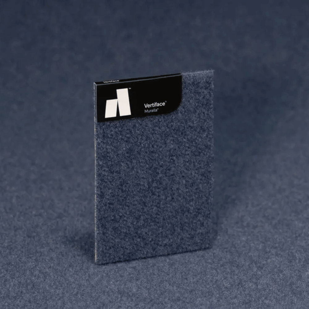 Vertiface® Muralis sample in soft gray felt texture, showcasing acoustic panel design for interior use.
