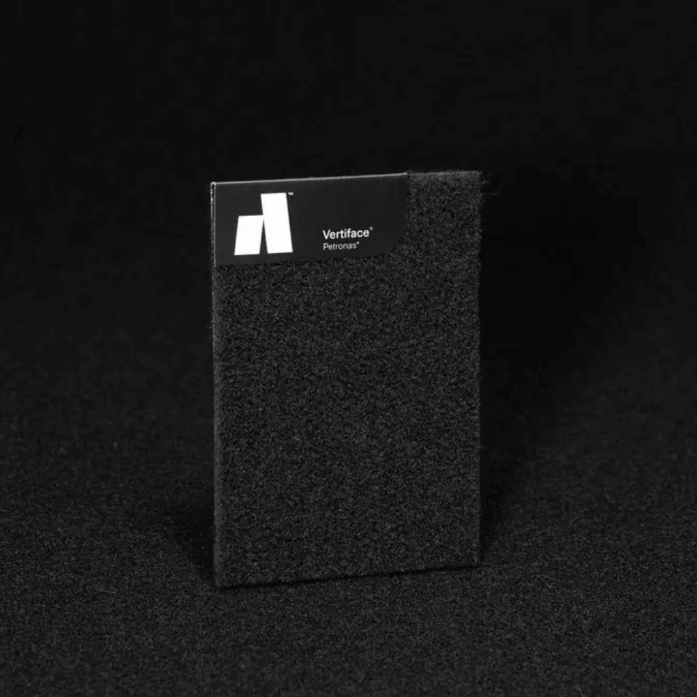 Autex Composition® Acoustic Panel in black with Vertiface® label, designed for sound quality and aesthetics.