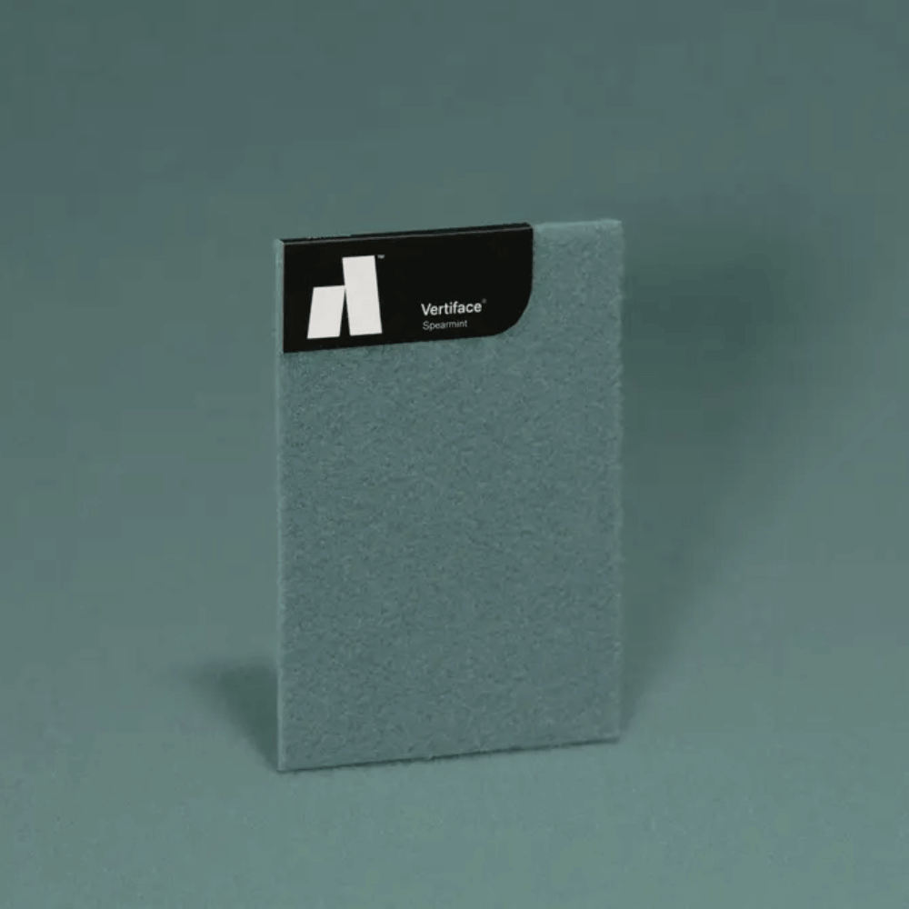 Vertiface® sample panel in soft textured material, showcasing its modern design and acoustic properties.