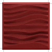 Acoustek Newport Collection red acoustic wall tile featuring modern wave pattern design for noise reduction.