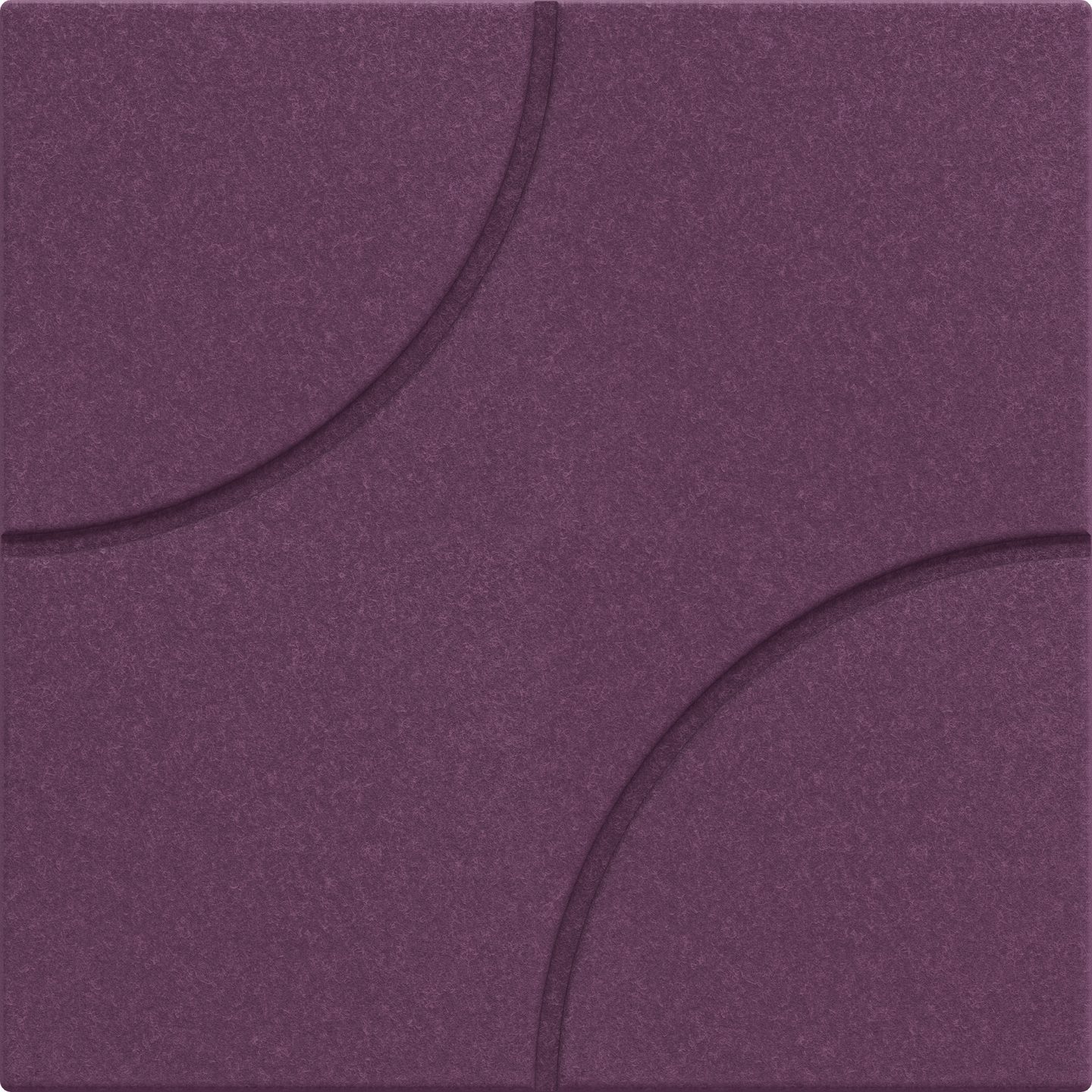 Acoustek Cavasinni acoustic tile in rich purple with unique curved design for enhanced acoustics and aesthetics.