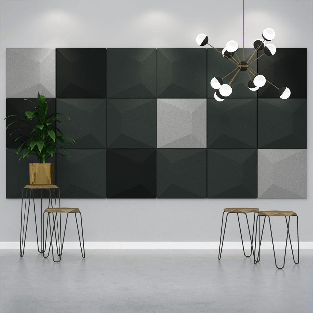 Cavasinni Collection acoustic wall tiles in modern decor, enhancing sound quality and aesthetics in a stylish setting.