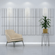 Acoustek Newport Collection acoustic wall tiles in a modern interior with a chair and potted plant, enhancing sound and style.