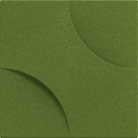 Acoustek Cavasinni Collection green acoustic wall tile with circular patterns, enhancing sound absorption and aesthetics.