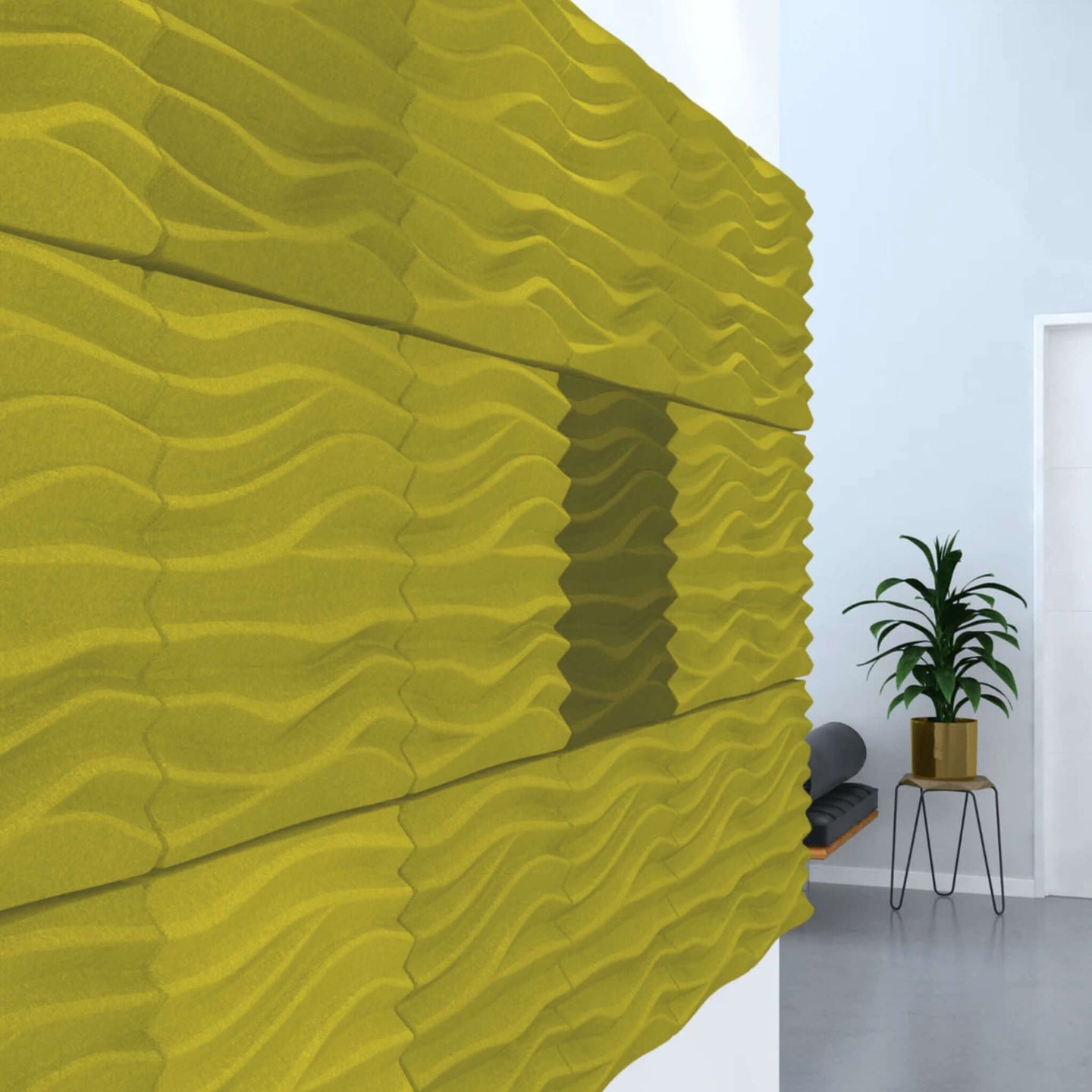 Acoustek Newport Acoustic panels in wavy design, ideal for noise reduction in modern interiors.