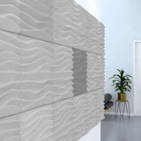 Acoustek Newport Collection acoustic wall tiles showcasing a stylish wave pattern for effective noise reduction.