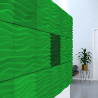 Acoustek Newport Collection green acoustic wall tiles designed for noise reduction and modern aesthetics.