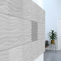 Acoustek Newport Collection Acoustic wall tiles featuring modern wavy design for noise reduction in interiors.