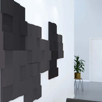 Acoustek Newport Collection acoustic wall tiles in modern interior, enhancing sound quality and aesthetics.