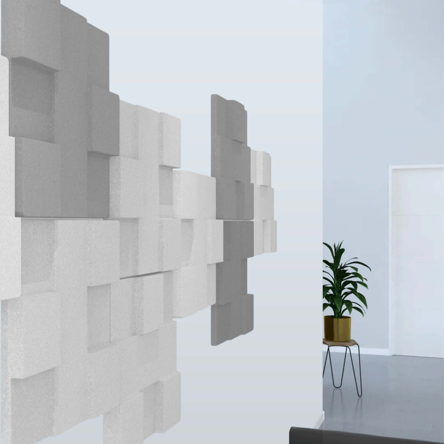 Stylish Acoustek Newport Acoustic wall tiles in modern interior, enhancing aesthetics and noise reduction.