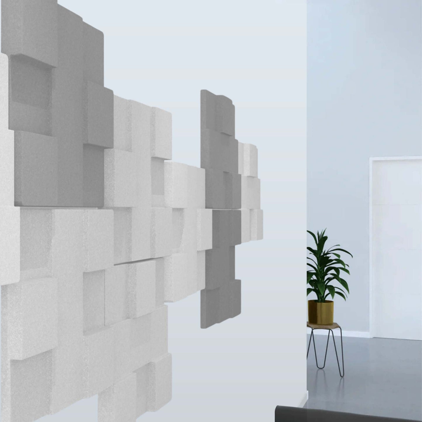 Stylish Acoustek Newport Acoustic wall tiles in modern interior, enhancing aesthetics and noise reduction.