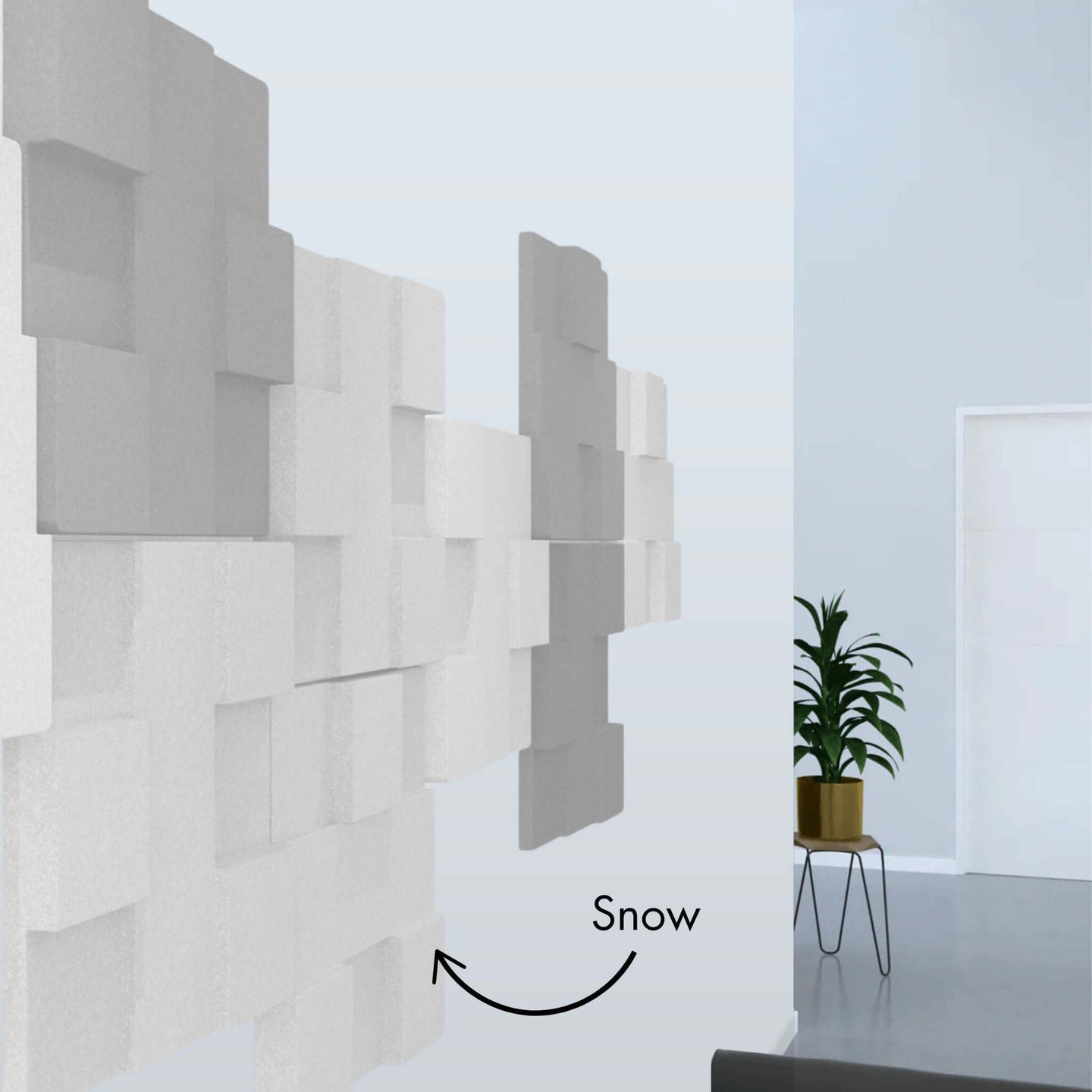 Acoustek Newport Collection acoustic wall tiles in Snow color, enhancing interior design and sound absorption.