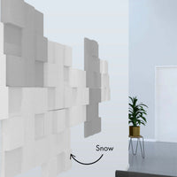 Acoustek Newport Collection acoustic wall tiles in Snow color, enhancing interior design and sound absorption.