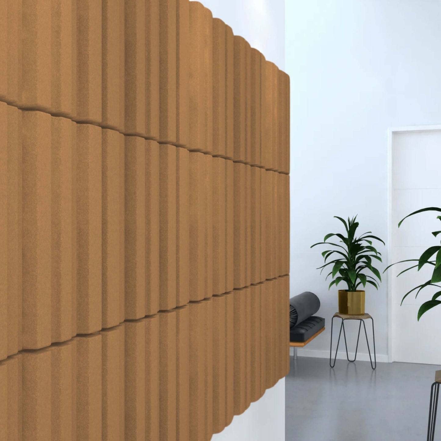 Acoustek Newport Collection acoustic wall tiles in a modern interior, designed for noise reduction and stylish aesthetics.