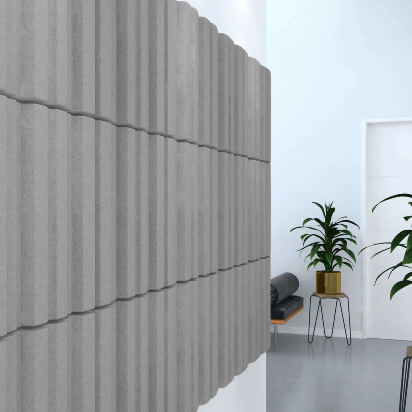 Stylish Acoustek Newport Acoustic wall tiles in modern interior for noise reduction and aesthetic appeal.