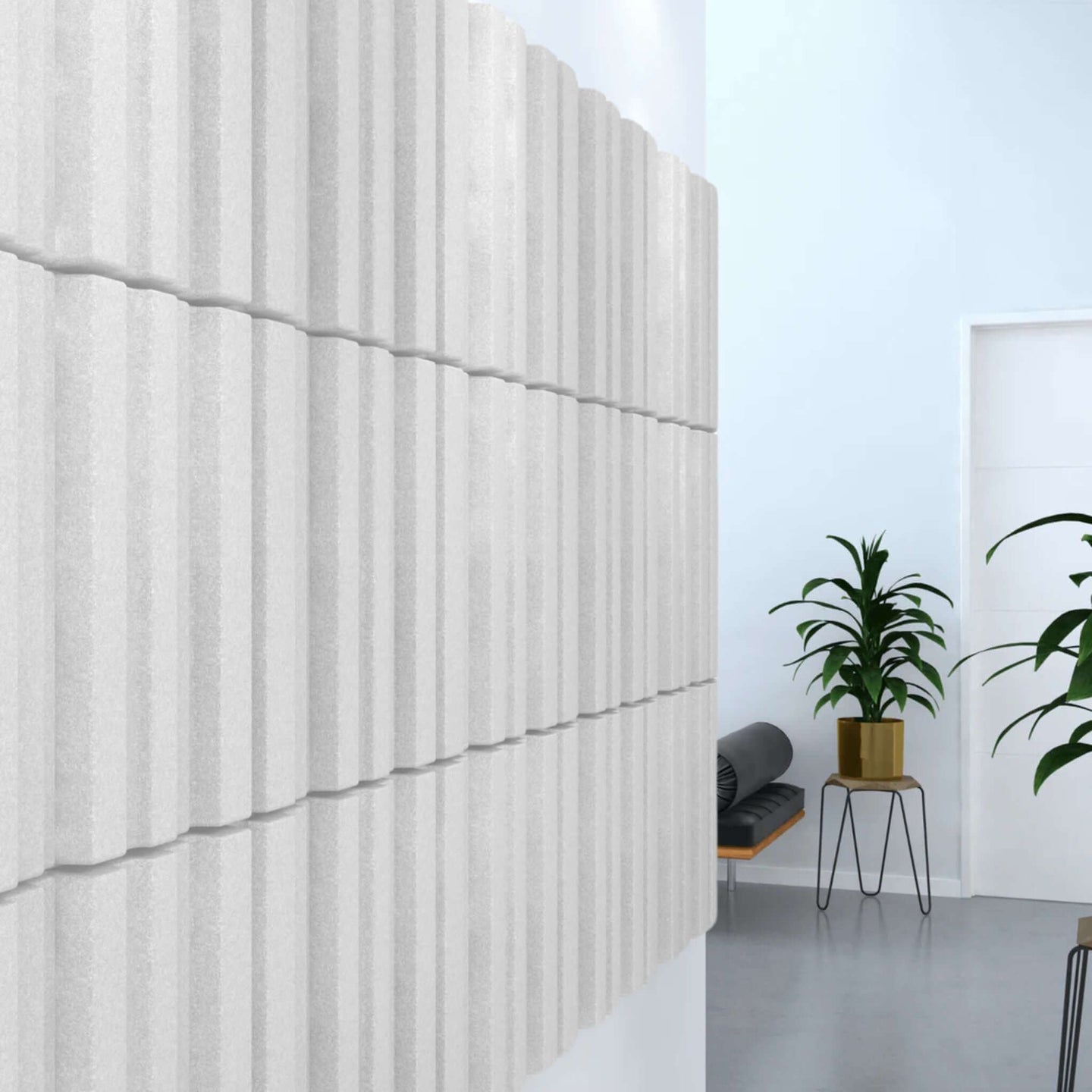 Acoustek Newport Collection acoustic wall tiles in modern interior, enhancing decor and reducing noise.