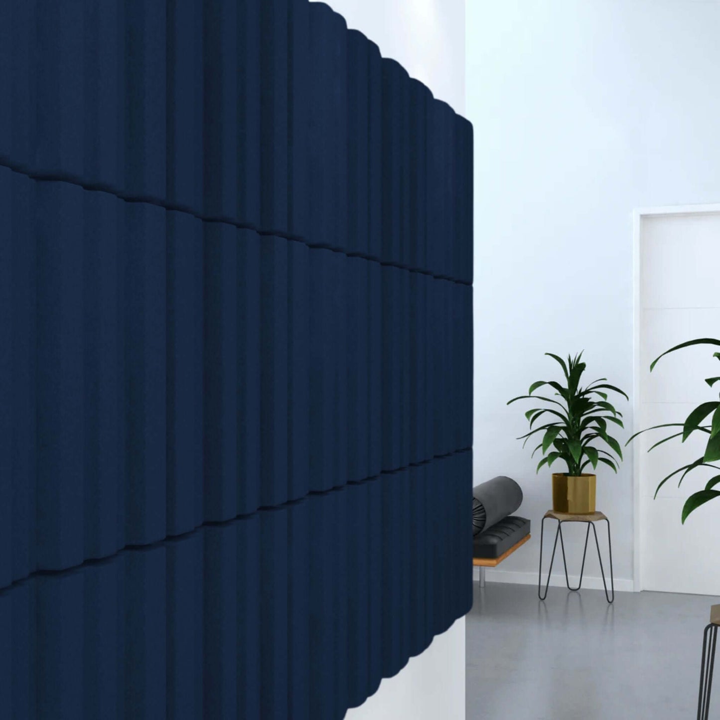 Acoustek Newport Acoustic panels in dark blue, enhancing interior design and reducing noise in modern spaces.