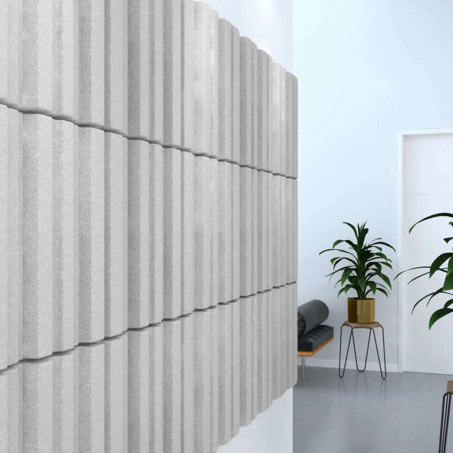Acoustek Newport Collection acoustic wall tiles in modern interior, designed for noise reduction and style.