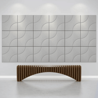 Acoustek Cavasinni acoustic wall tiles in a modern interior with a stylish wooden bench.
