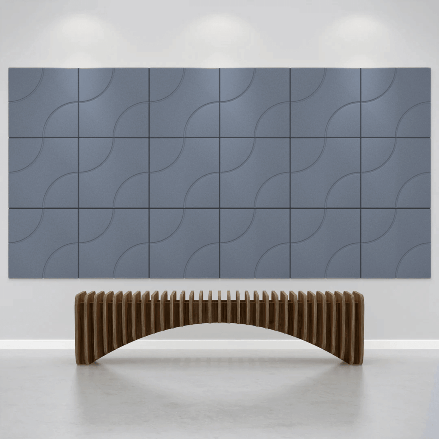 Cavasinni Collection acoustic wall tiles in blue, enhancing sound quality in modern interiors.