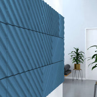 Acoustek Newport Acoustic panels featuring blue textured wall tiles for modern noise reduction in stylish interiors.