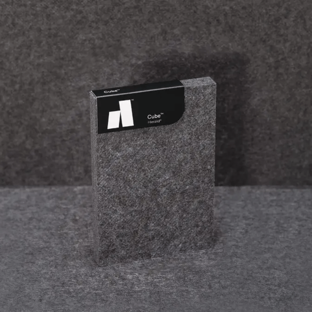 Autex Cube™ acoustic panel in grey, showcasing eco-friendly design and superior sound performance.