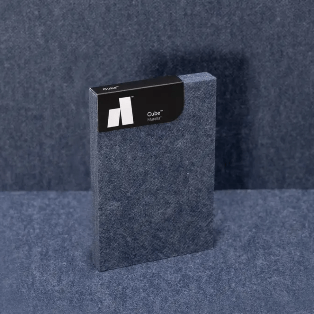 Autex Cube™ Acoustic Panel in dark grey, showcasing eco-friendly polyester design for stylish acoustic solutions.