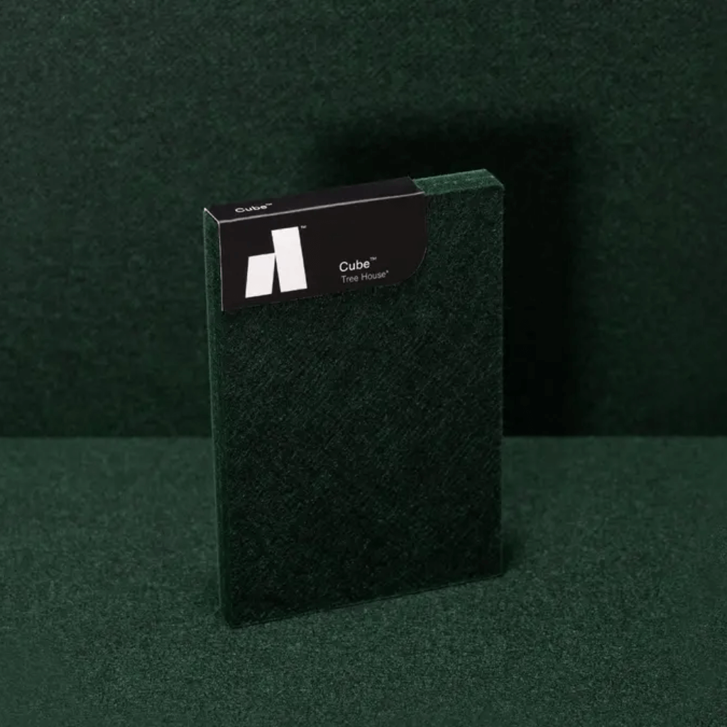 Autex Cube™ Acoustic Panels in Tree House color, eco-friendly and stylish, perfect for superior sound absorption.